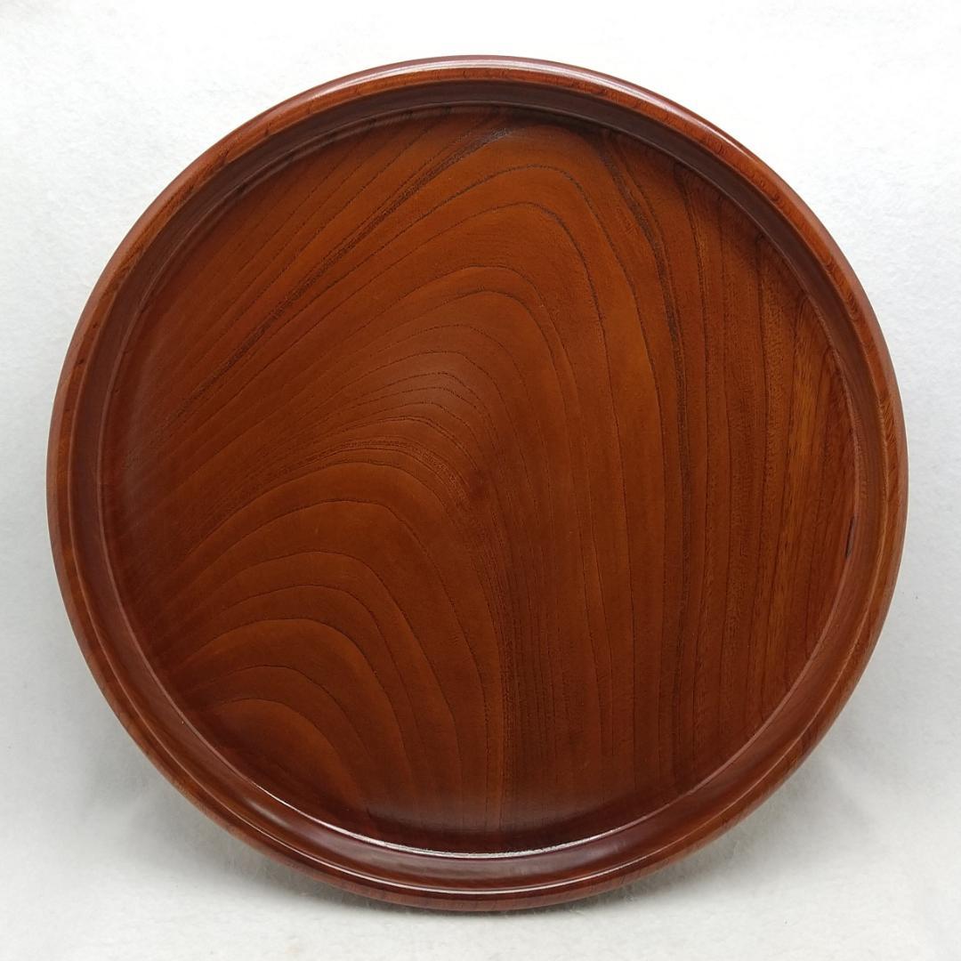 小田原漆器 欅 けやき 丸盆 一尺二寸 無垢 くりぬき 石川漆器
