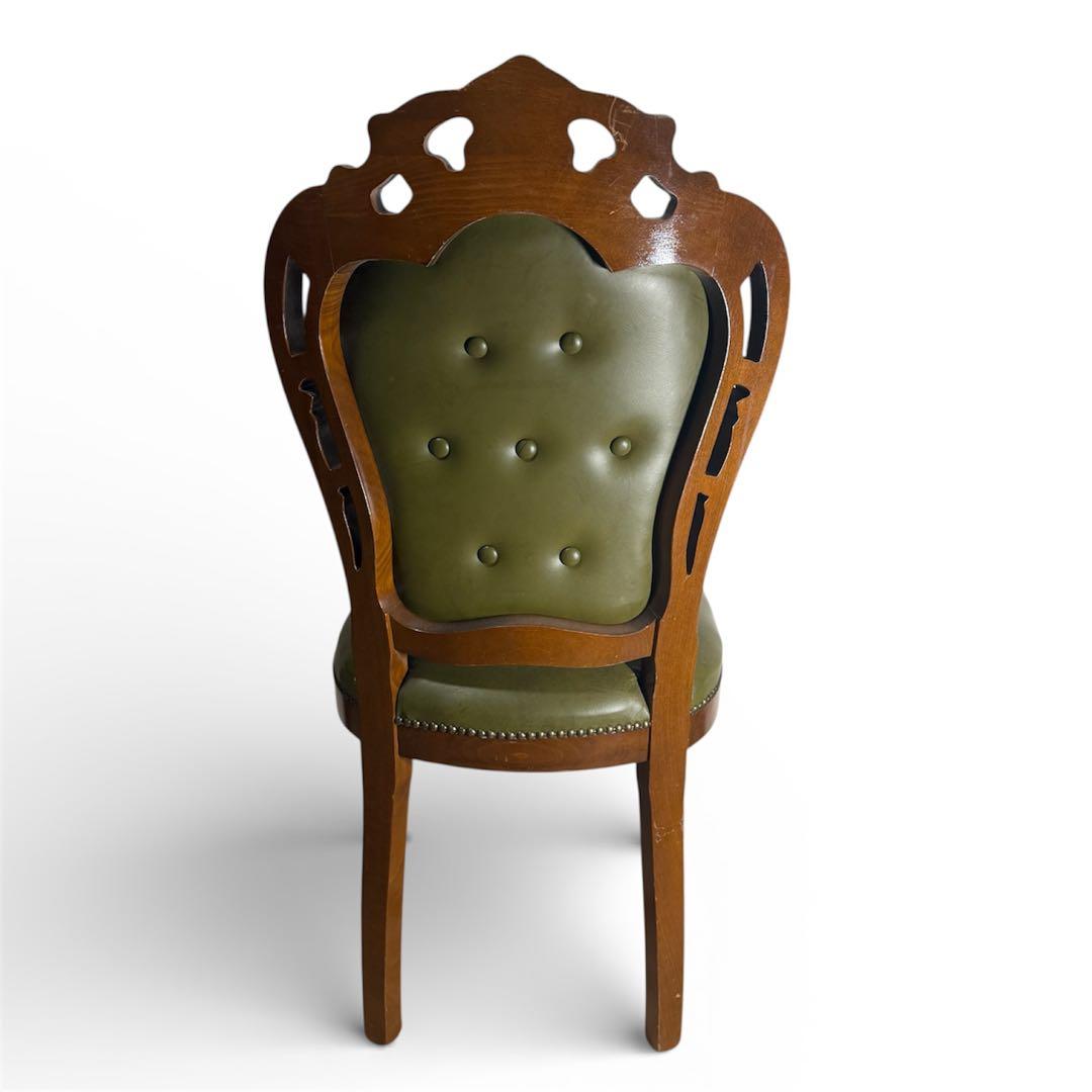 イタリアン ヴィンテージ調 ダイニングチェア レザー 猫脚 NO.1