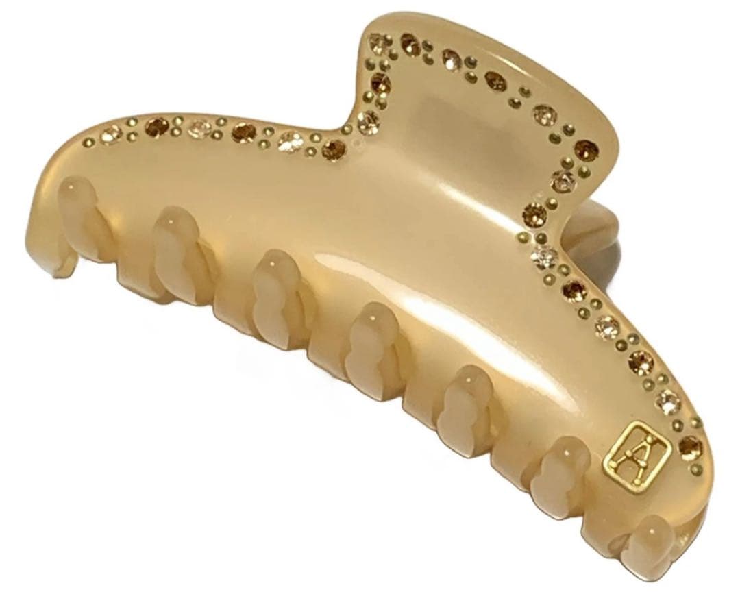 アレクサンドル ドゥ パリ ストーン付　人気ベージュ　ヘアクリップ