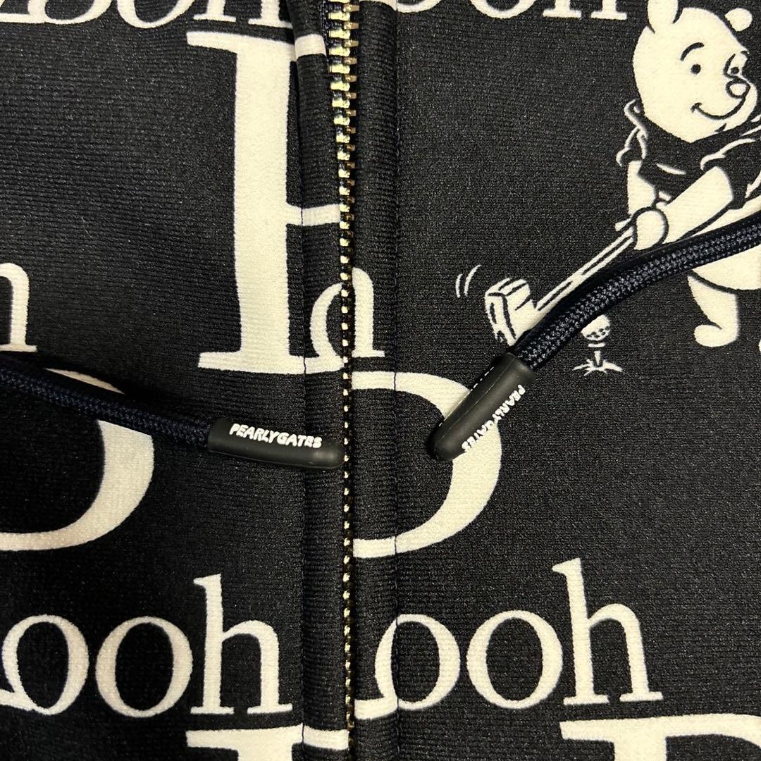 パーリーゲイツPGプーさんロゴプリント裏起毛パーカーブラックサイズ1