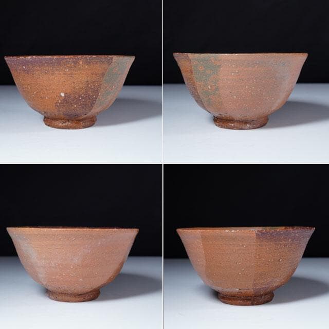 那波鳳翔　伊羅保茶碗　共箱　茶道具　播州相生焼　兵庫県 片身替