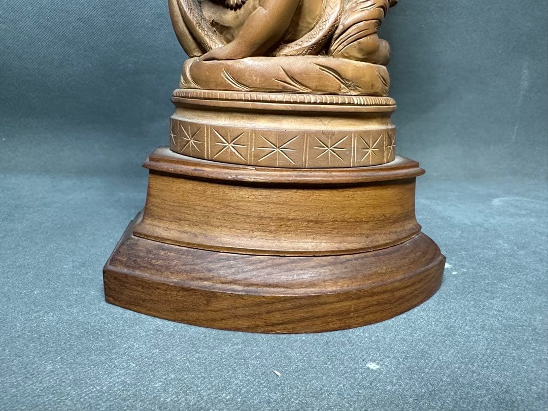 インド　白檀　木彫り　弁財天　仏教美術　仏像 骨董 木像　木製　仏教　置物