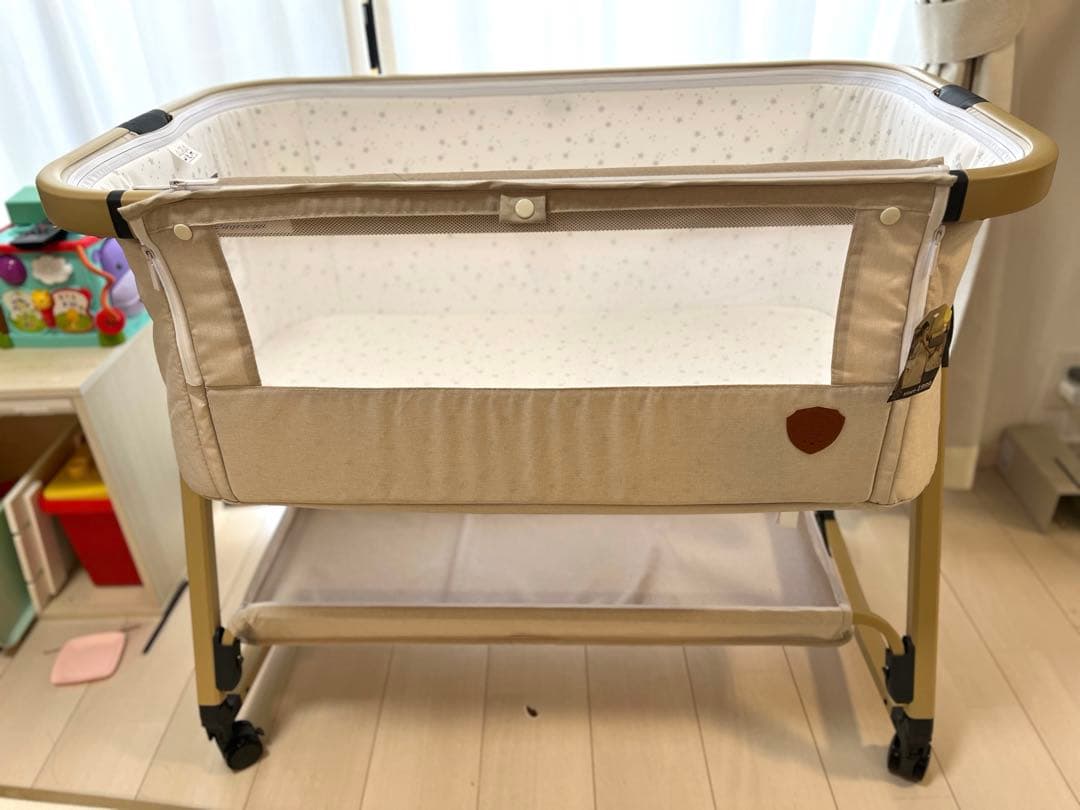 HZDMJ ベビーベッド ベージュ(カーキ) 【おまけ:防水シーツ付き】