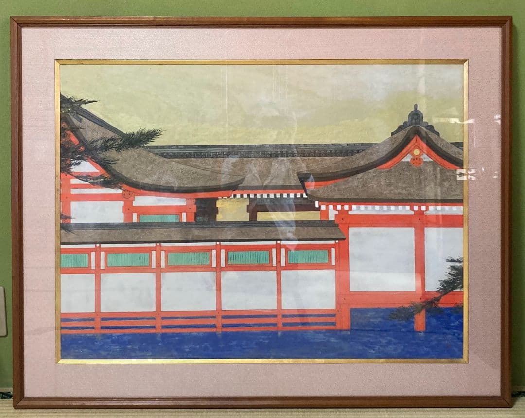 中島多茂都「厳島神社」額装30号●日本画 落款 印 世界遺産厳島を描いた大作！●