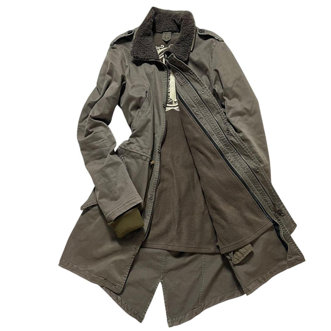 【 美品 】 オベリスク　モッズコート　フリースライナー　ビッグロゴ　襟ボア