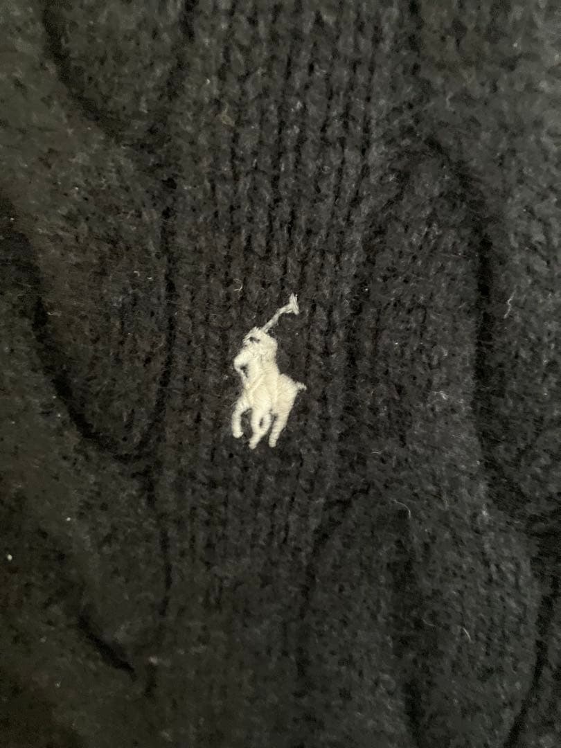 カシミヤ混　POLO ラルフローレン ケーブルニット カーディガン ブラック