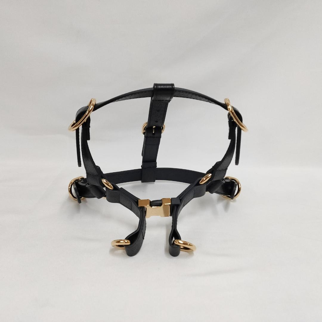 新品 未使用 グッチ インターロッキングG ドッグ ハーネス ブラックレザー S