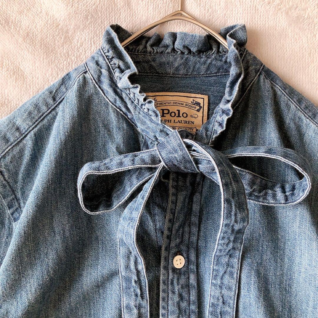 【希少サイズ】Polo Ralph Lauren デニムシャツ ボウタイ