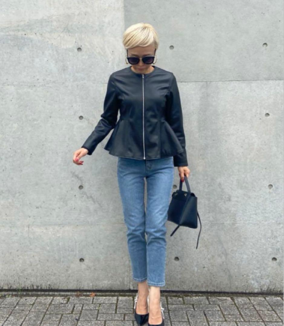 【完売商品】JENNE ジェンヌ ペプラムジャケット エコレザー