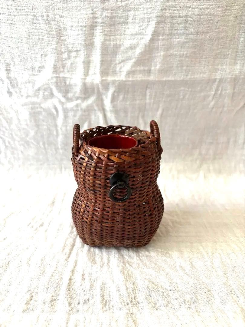 池田泰助　籠花入　みみずく