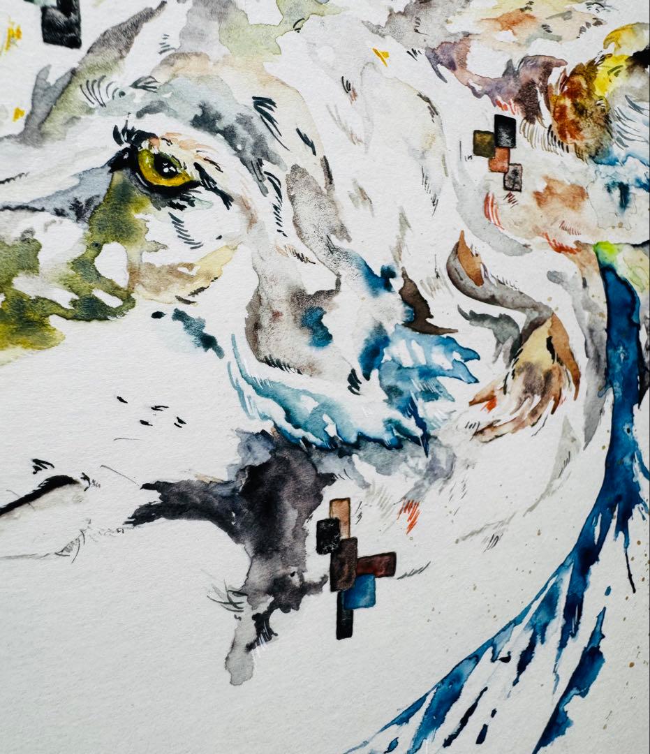 オオカミ 狼 原画 額装済み