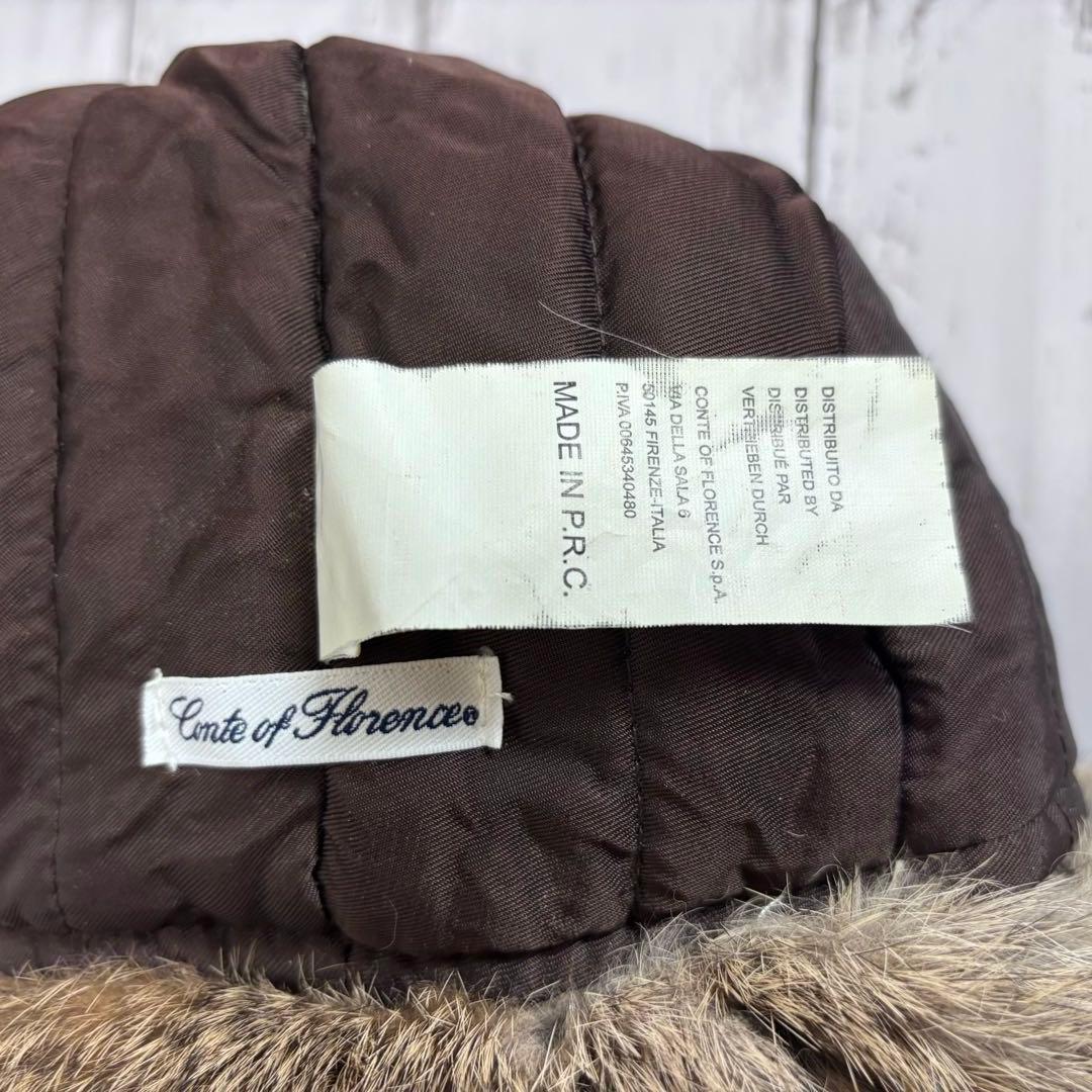 本革 フライトキャップ 60 ブラウン ゴートスキン ラビットファー 耳当て付き