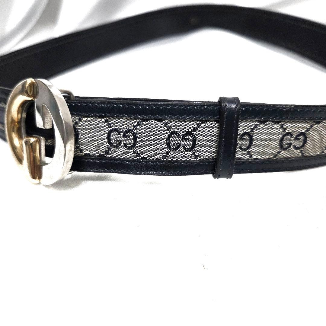 GUCCI オールド グッチ ヴィンテージ ベルト インターロッキング ネイビー