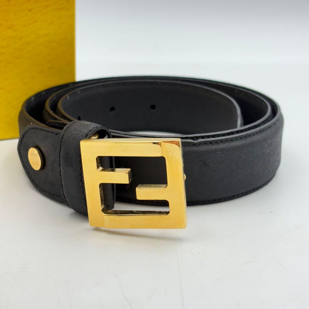 フェンディ ベルト ユニセックス レザー ブラック ロゴ 0904-S6790t
