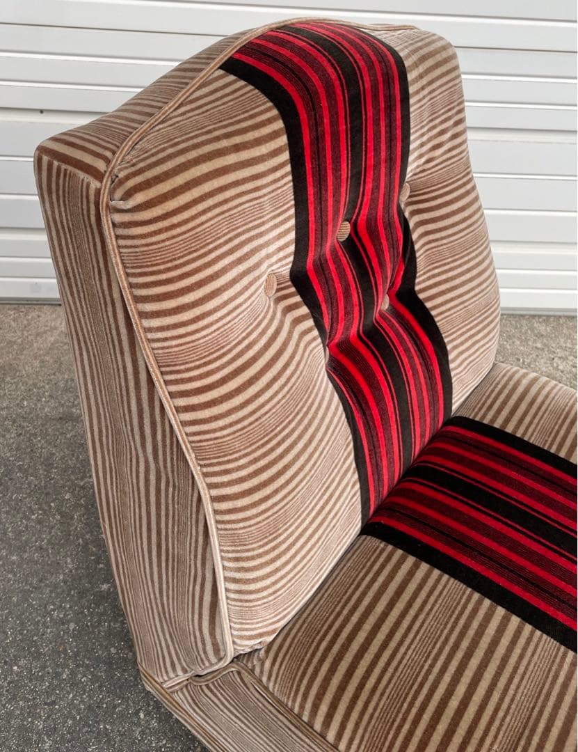 ビンテージ/レトロ/ミッドセンチュリー/モケットソファ/ストライプ/1人掛け