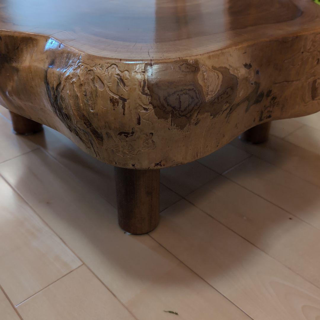 天然木 丸型座卓 茶色 ローテーブル