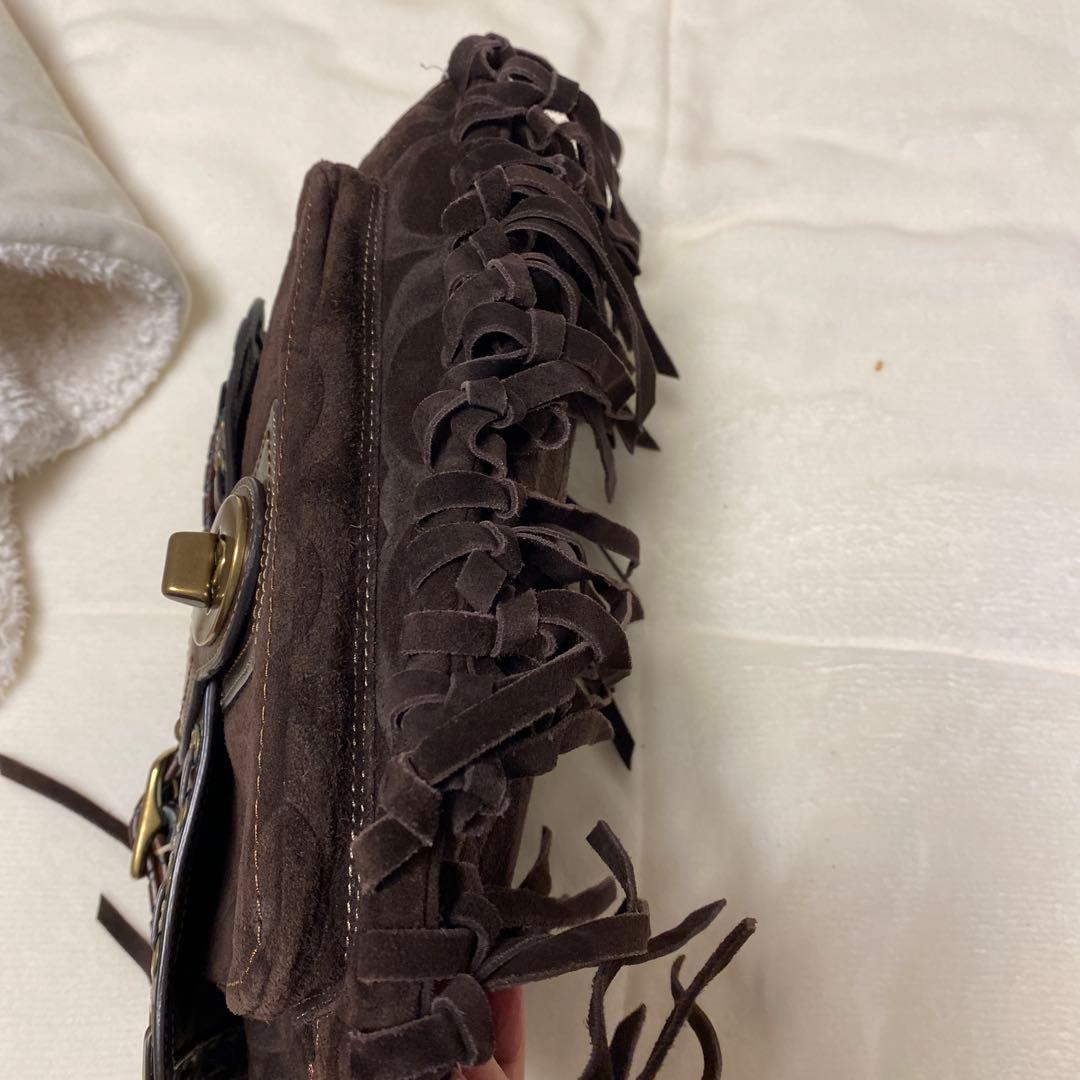 Coachブラウンフリンジスエードバッグ