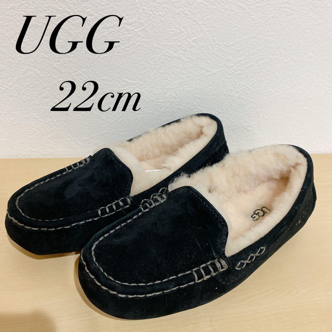未使用✩.*˚UGG アグ モカシン ムートン スリッポン 黒