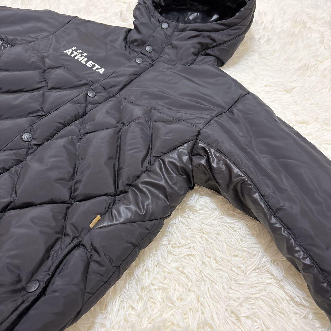 ATHLETA ブラック キルティング ベンチコート 160 サッカー アスレタ