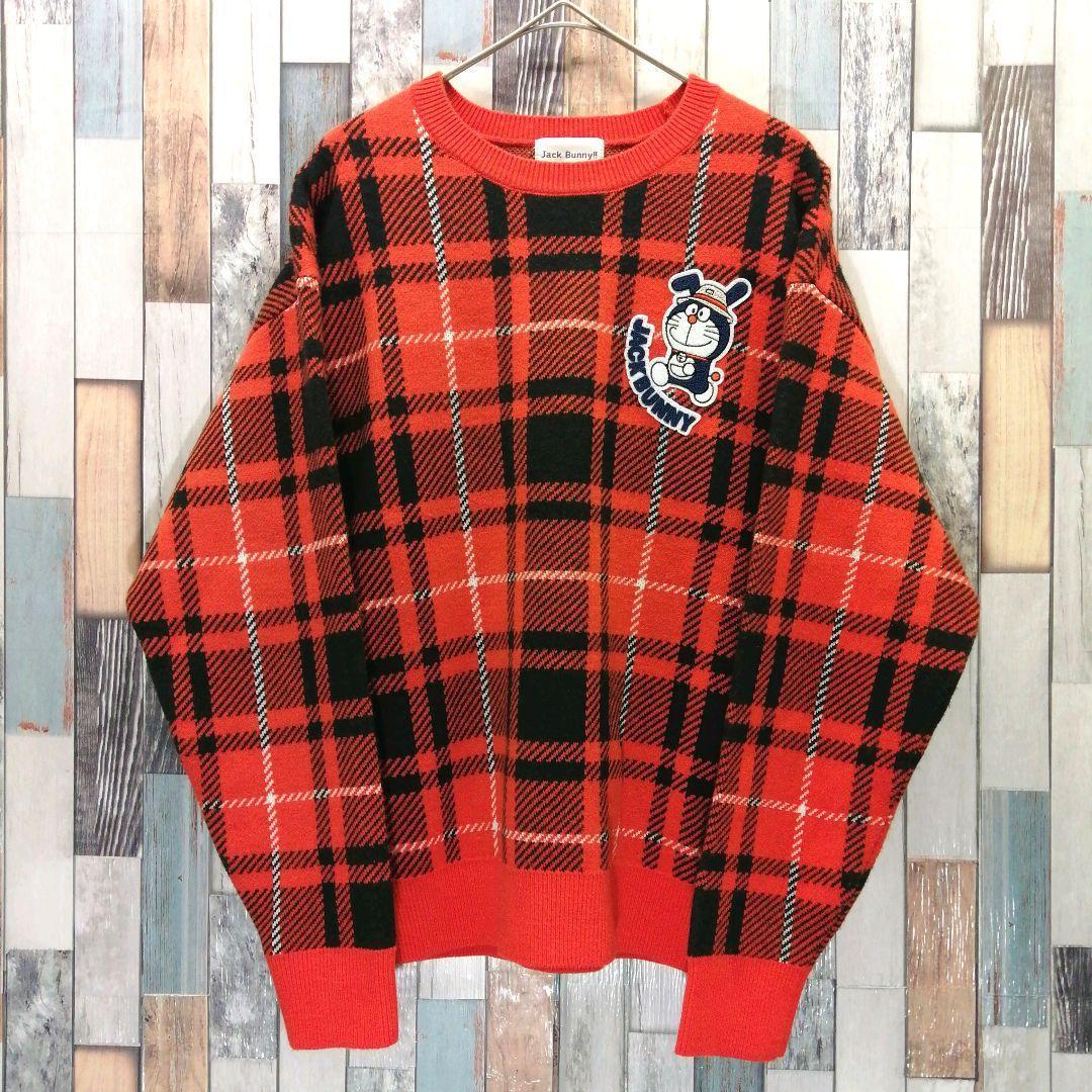 Jack Bunny　ジャックバニー　ドラえもん　ニット　チェック柄