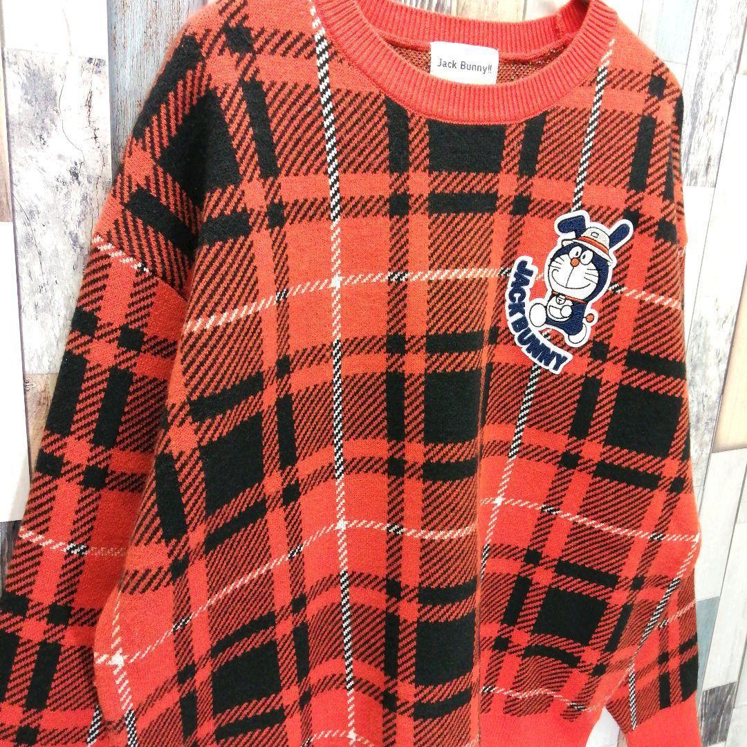 Jack Bunny　ジャックバニー　ドラえもん　ニット　チェック柄
