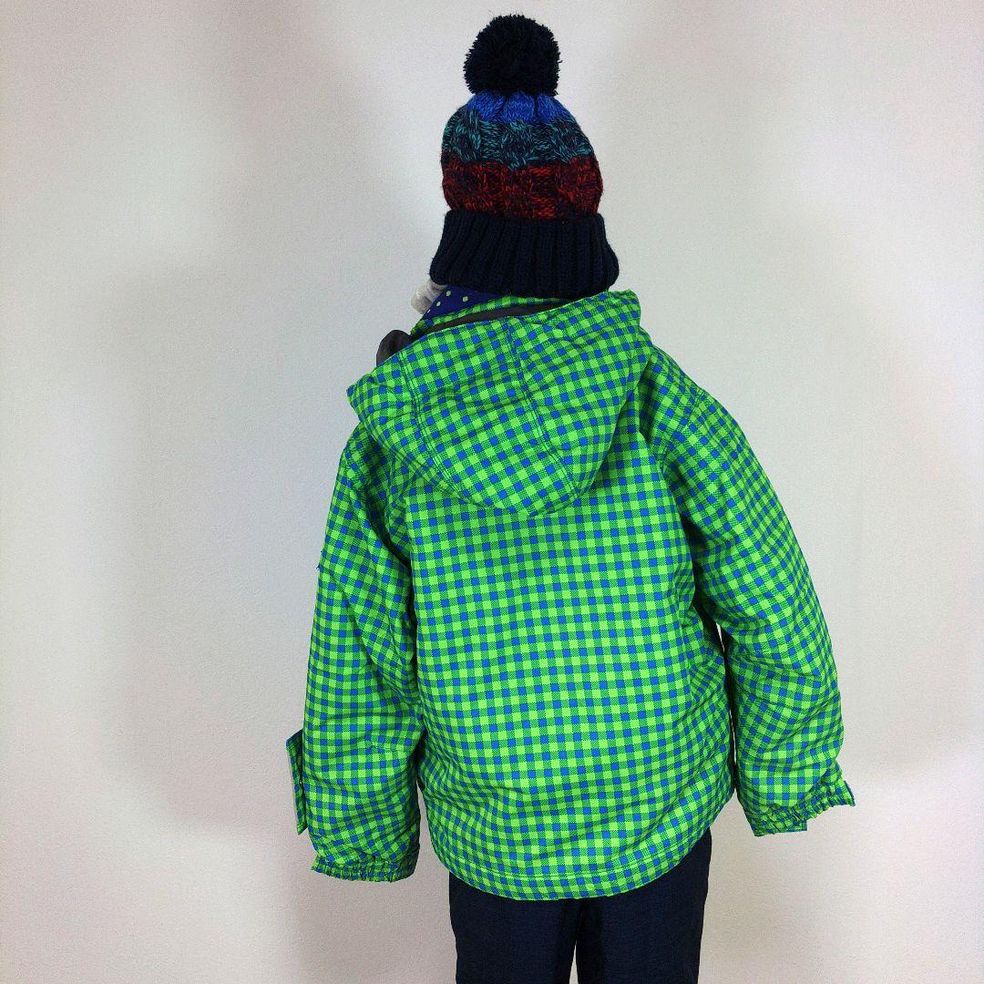 スキーウェア　130cm　男の子　キッズ　子供　グリーン　チェック柄　ネイビー