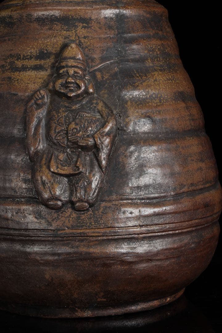 備前焼 古備前 人形大徳利 恵比寿大黒天寿老人 三神人形大徳利 45cm 骨董品