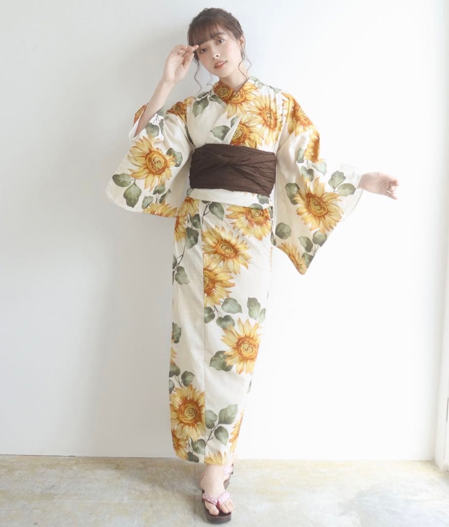KYOETSU セパレート浴衣 陽夏燦々 ひまわり柄 京越 黄色 イエロー