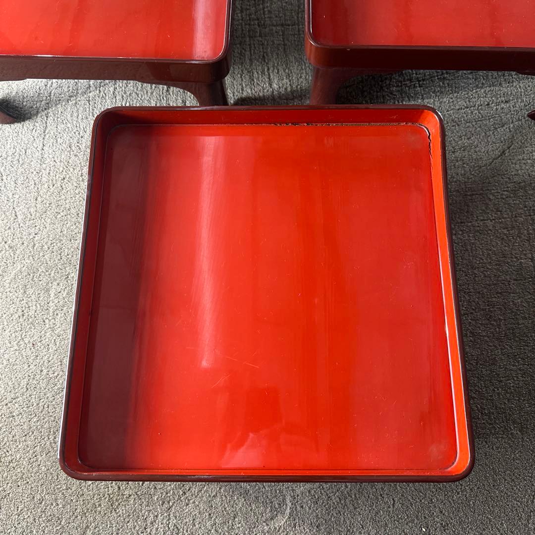 A 旧家 輪島塗 高脚膳 5客 時代漆器 専用木箱付き アンティーク き