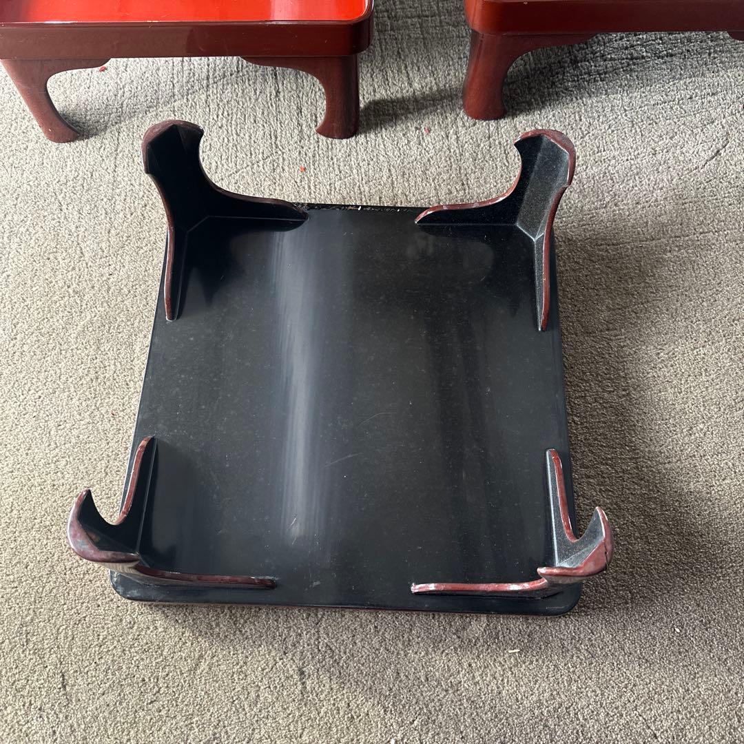 A 旧家 輪島塗 高脚膳 5客 時代漆器 専用木箱付き アンティーク き