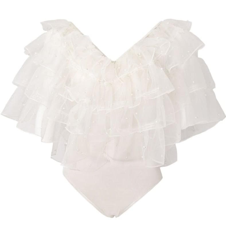 新品★Mbeaute Fairy pearl ruffle swimsuit