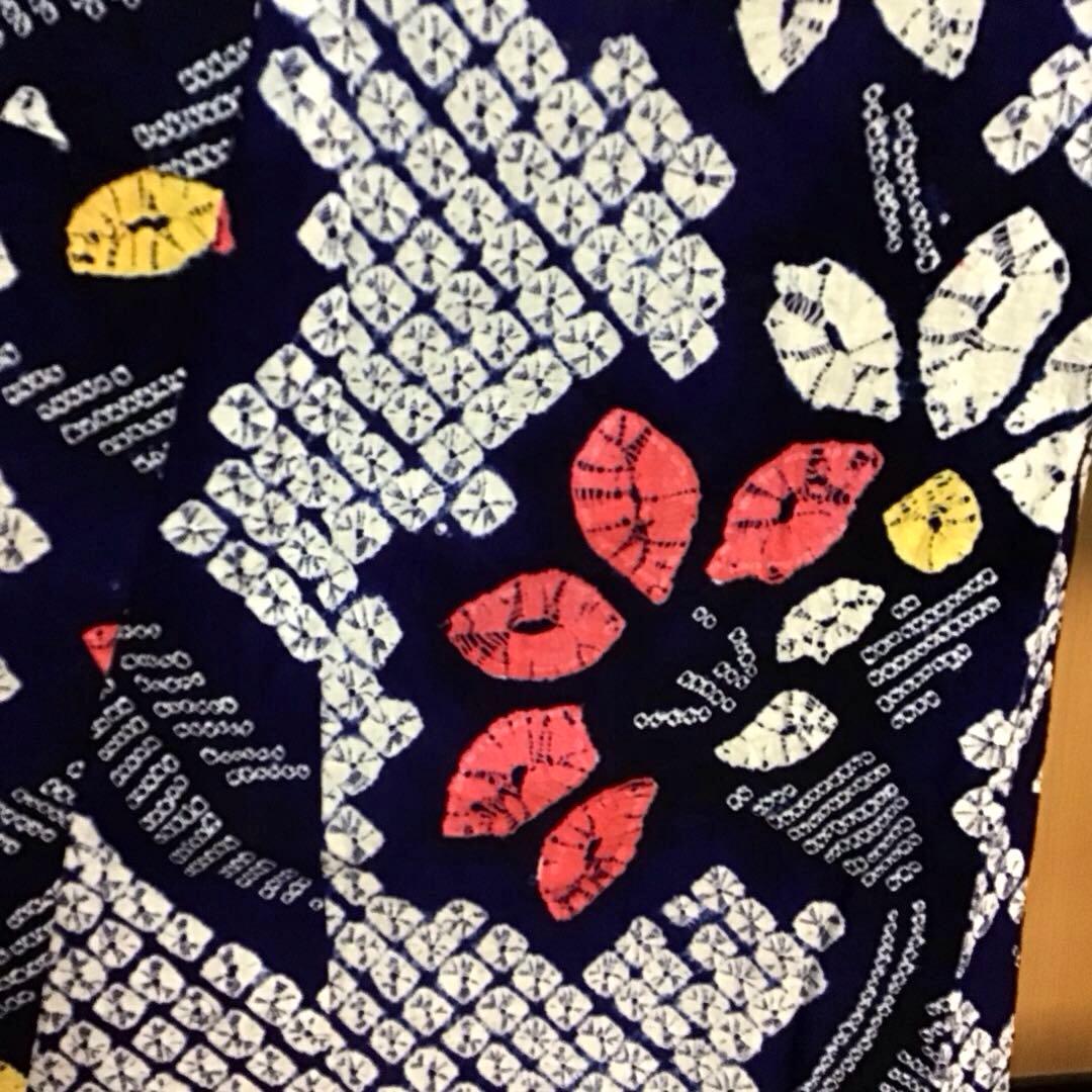 未使用☆本場有松絞り☆誂え浴衣☆藍色☆肩当て・居敷当付☆身丈159☆裄丈67