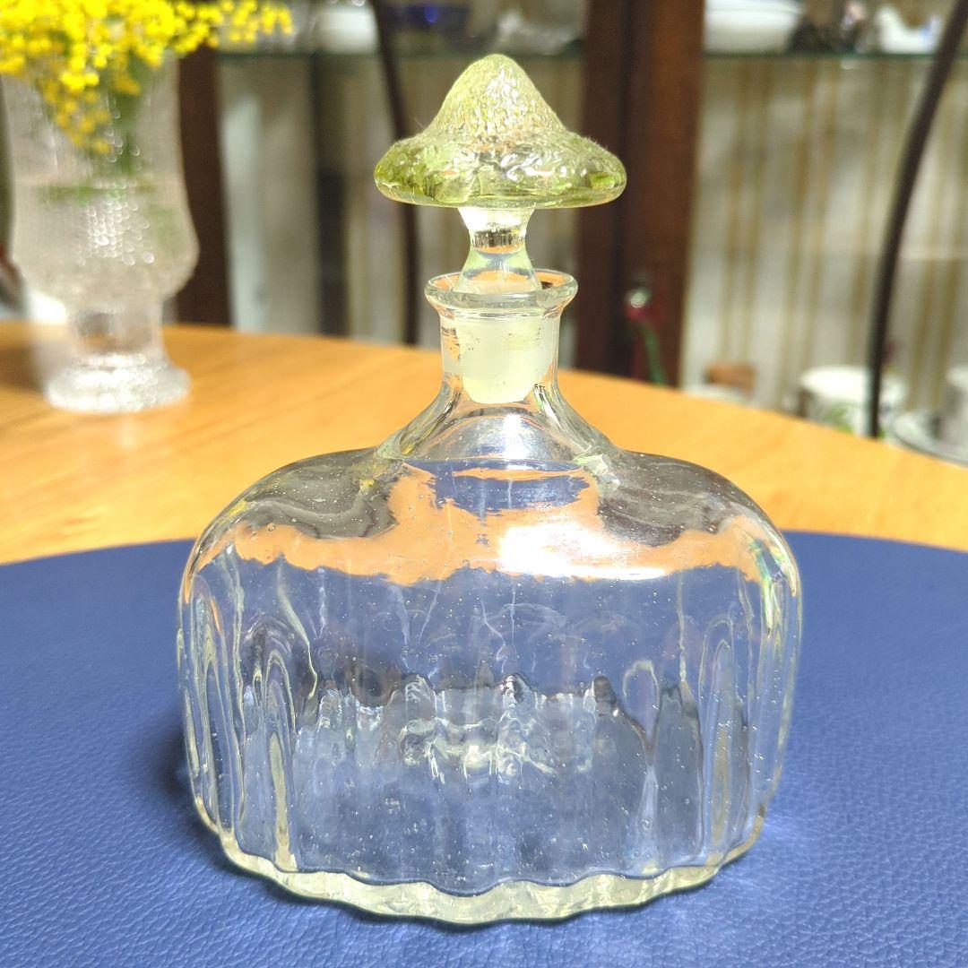 西川孝二作品吹きガラスリキュール瓶波状模様ボトル 未使用に近い　民藝品