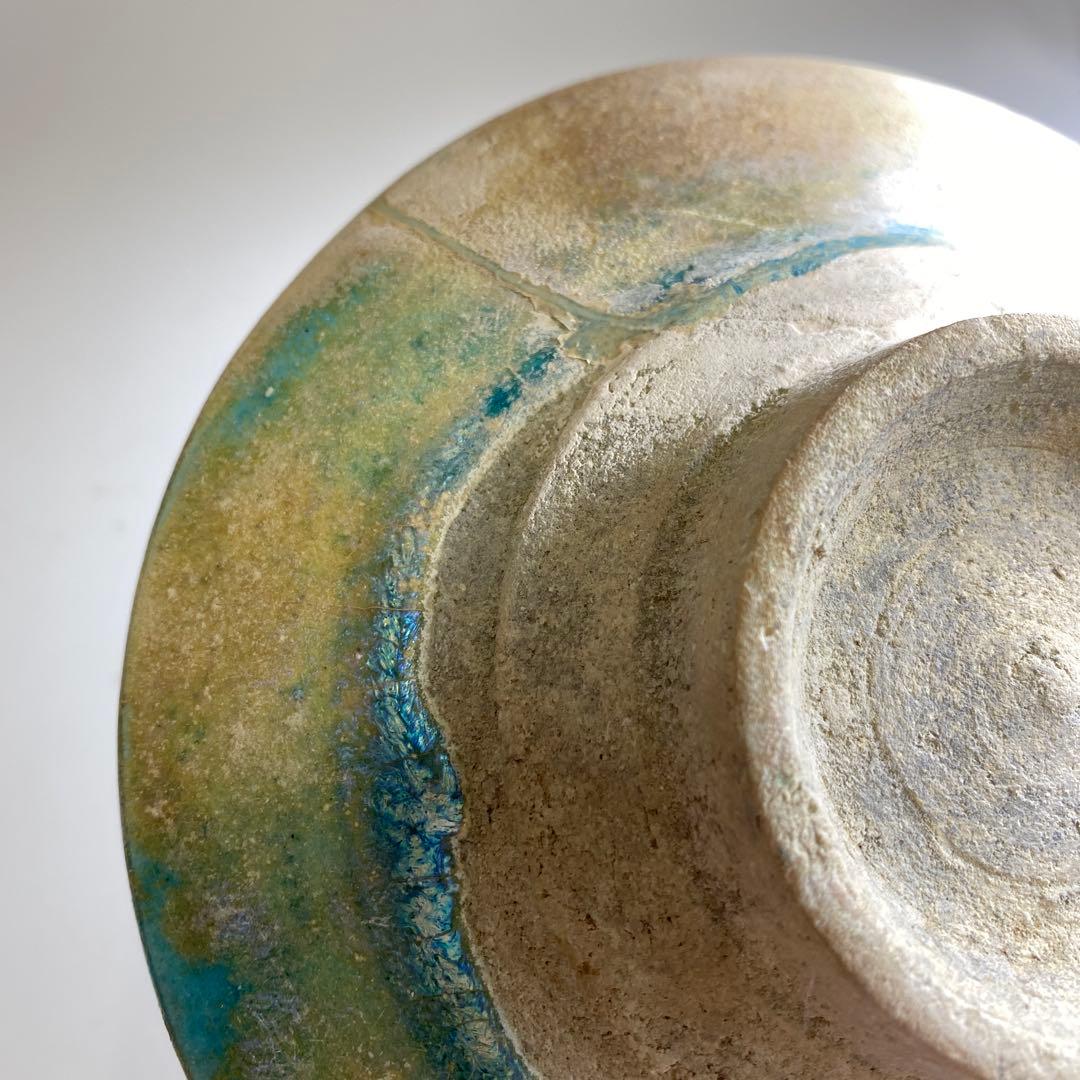 専用　古代　紀元前ペルシャ銀化茶碗　木箱付　直径約15㎝ 東Y7-0402☆2F