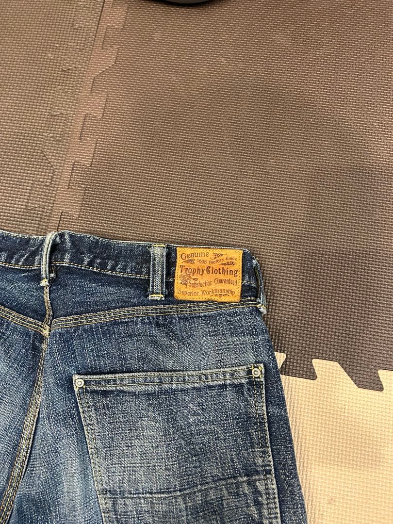 トロフィークロージング　ダブルニーデニムパンツ　w34 エイジング