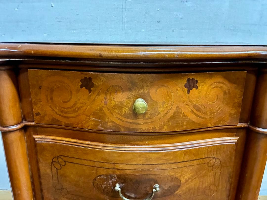 管453☆イタリア製☆アンティーク☆象嵌細工☆3段チェスト