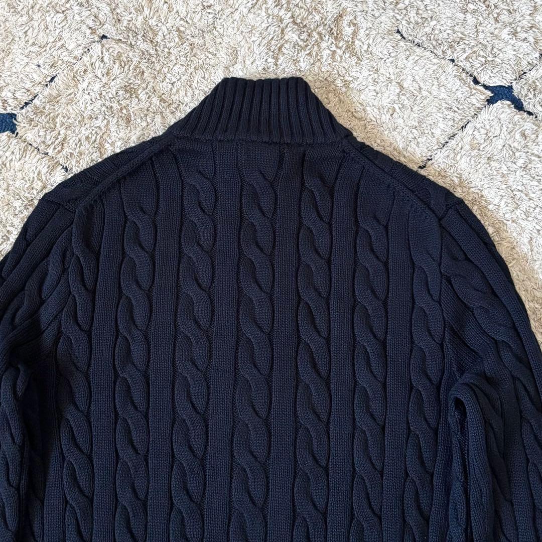 【希少✨】ポロラルフローレン　ケーブルニット　ハーフジップ　紺　大人気　刺繍　S