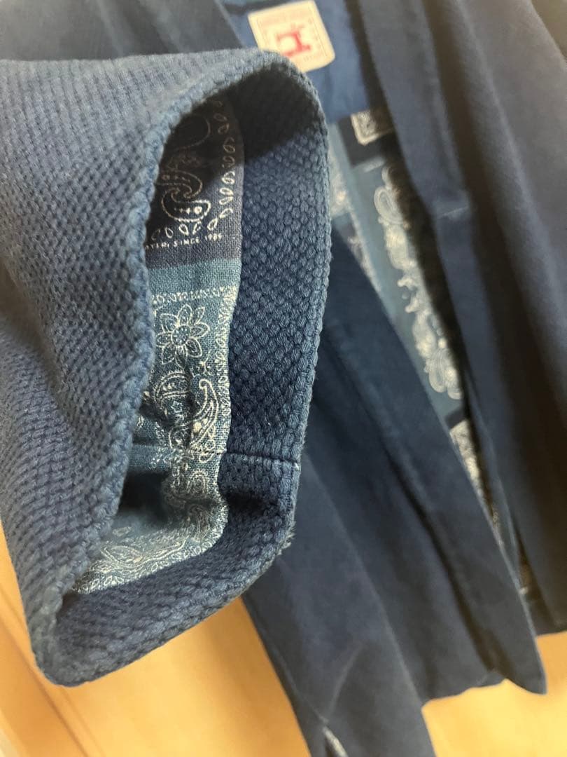 藍染半纏 刺し子 裏バンダナ柄