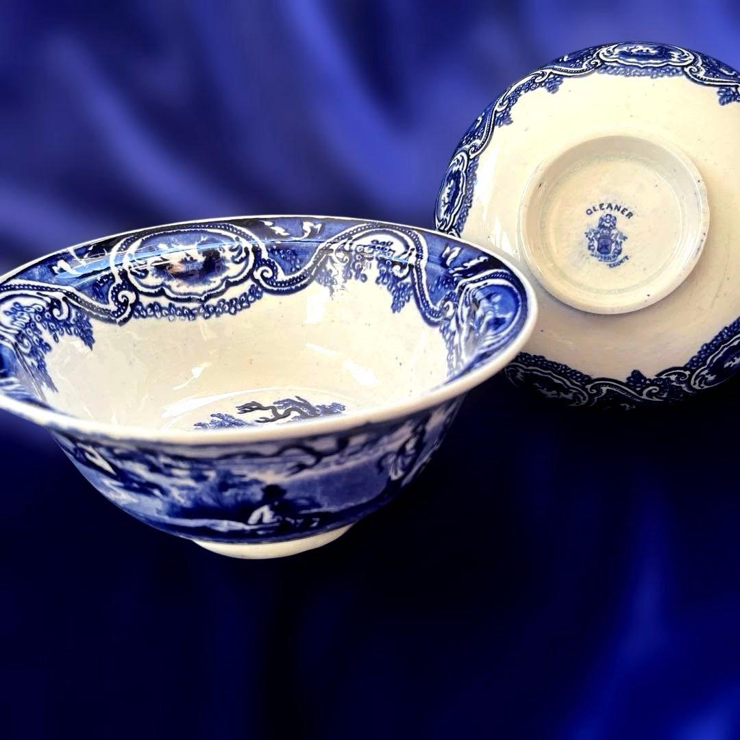 阿蘭陀焼 デルフト ペトルス・レグー窯 銅版転写 どんぶり皿　　鉢アンティーク