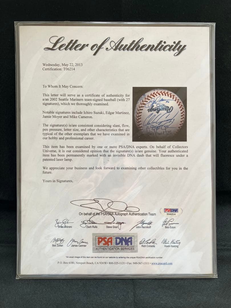 02年季 マリナーズチーム直筆サインボール イチロー・大魔神佐々木・長谷川滋利