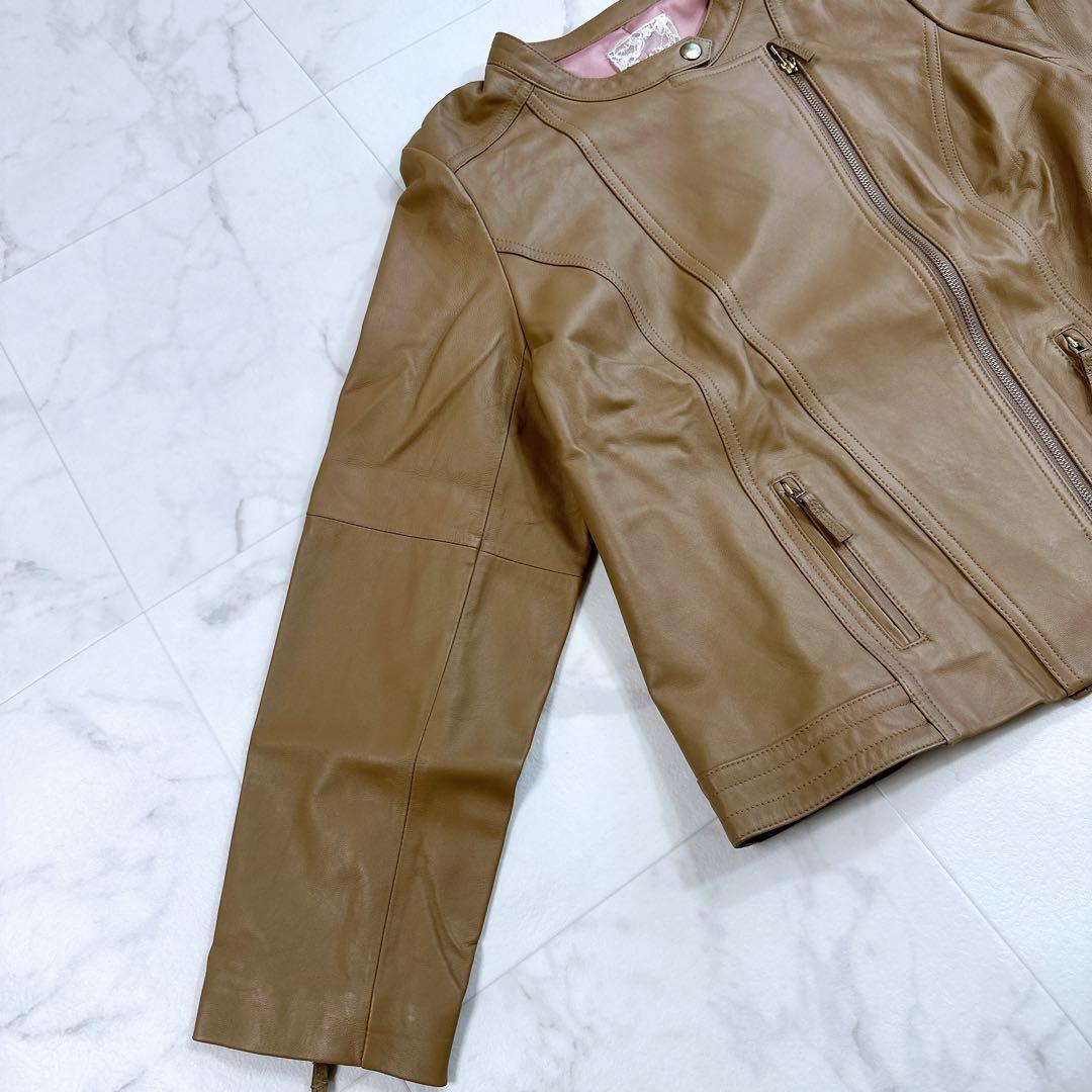 ローズティアラ 超美品　ラムレザー　ライダースジャケット　46サイズ　ブルゾン