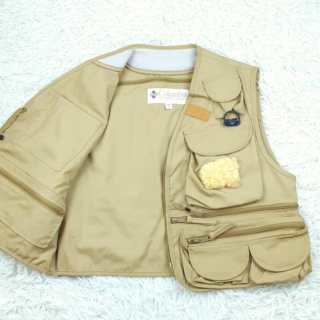 美品◎Columbia コロンビア フィッシングベスト 釣り用 ベージュ 韓国製