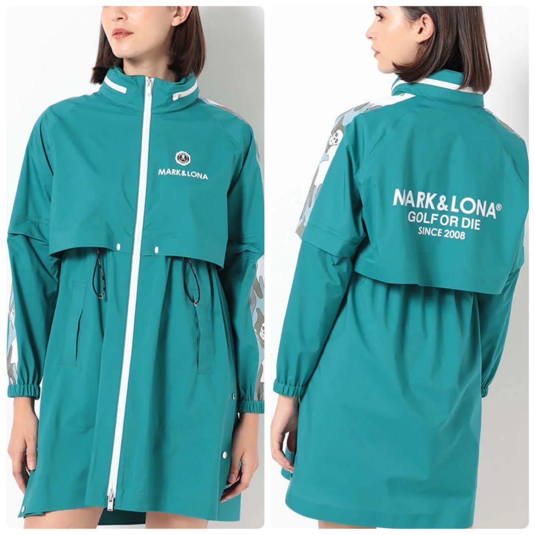 極美品　2024 マークアンドロナ 2WAY レインワンピース 　迷彩　フード