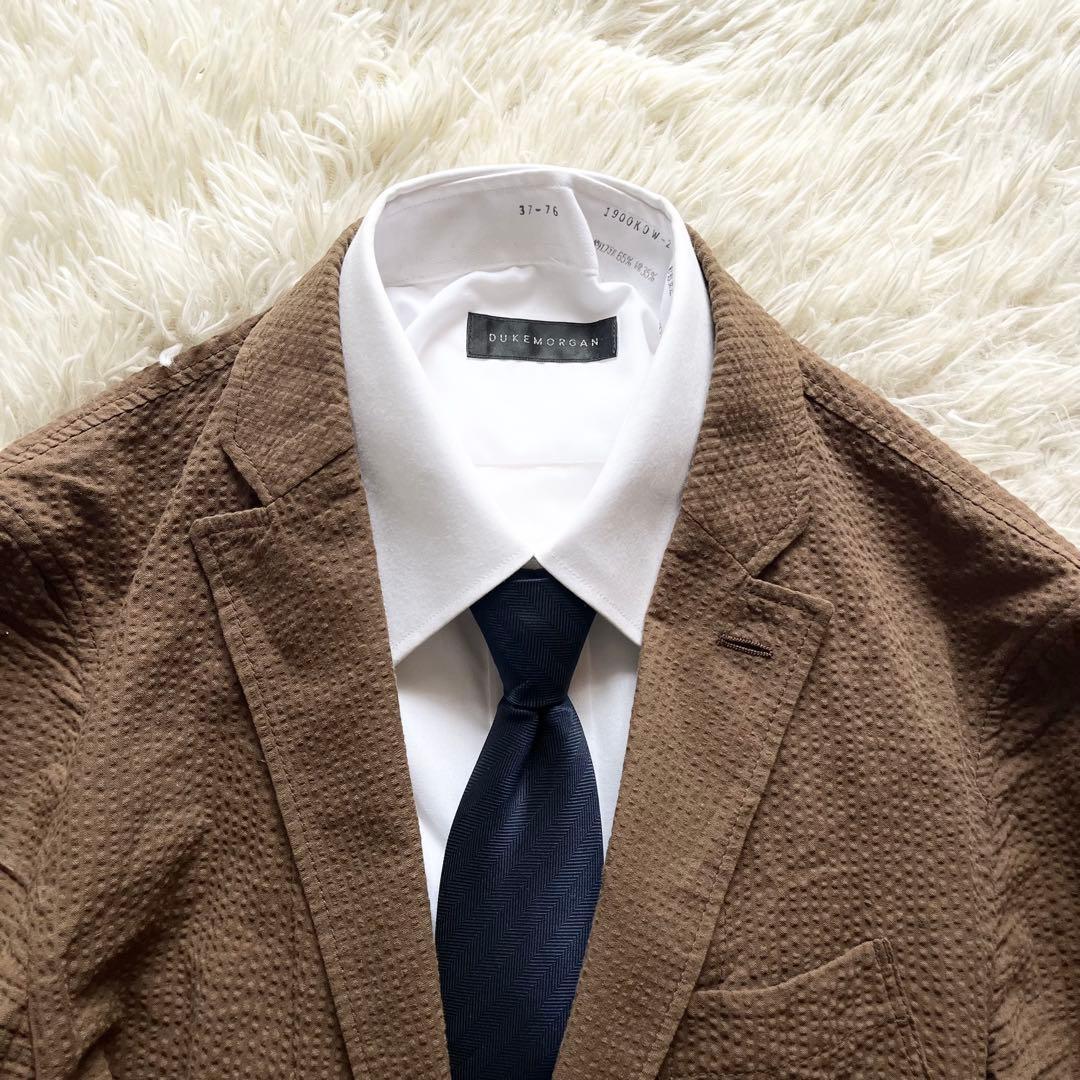 <美品>LARDINI 新ロゴ ブラウン シアサッカー ジャケット サイズ46