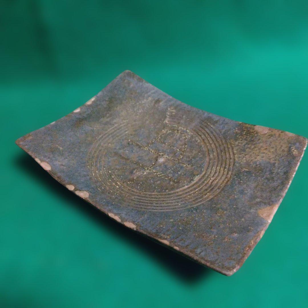 陶器皿 木箱付き 円形模様　魯山人 黒田陶苑