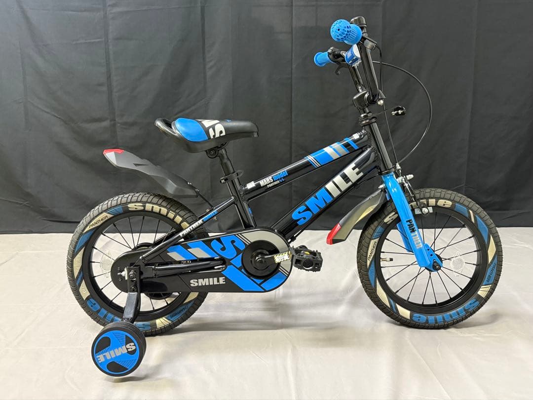 14インチ PANTHER SMILE 子供用自転車 補助輪付き ブラックブルー
