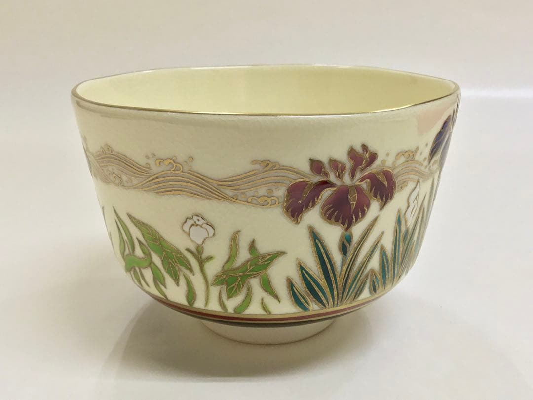 茶道具 杉田眞龍 茶碗 杜若 小判印 清閑寺窯 新品