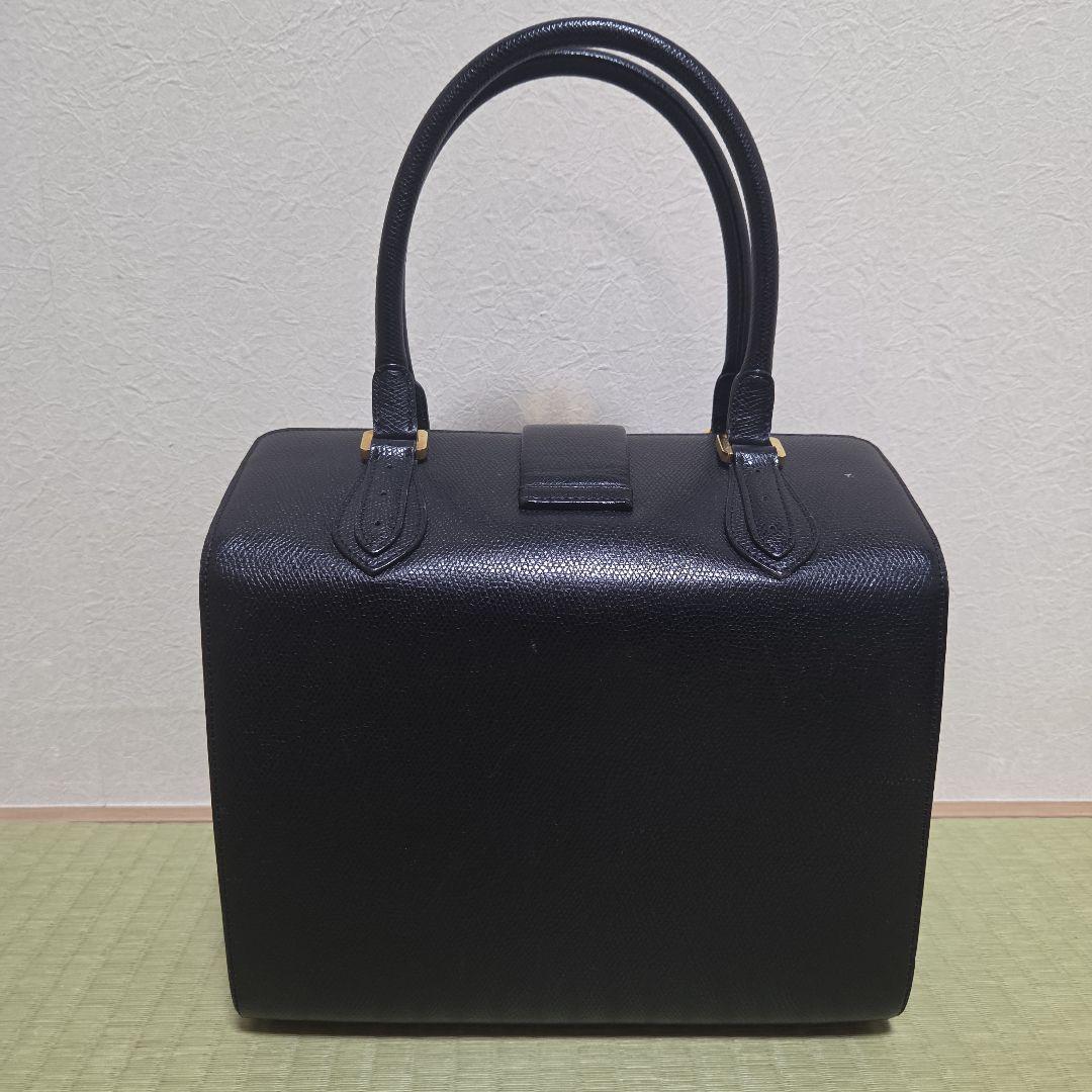 極美品 MORABITO オルセー チャーム 南京錠 ネイビー ハンドバッグ