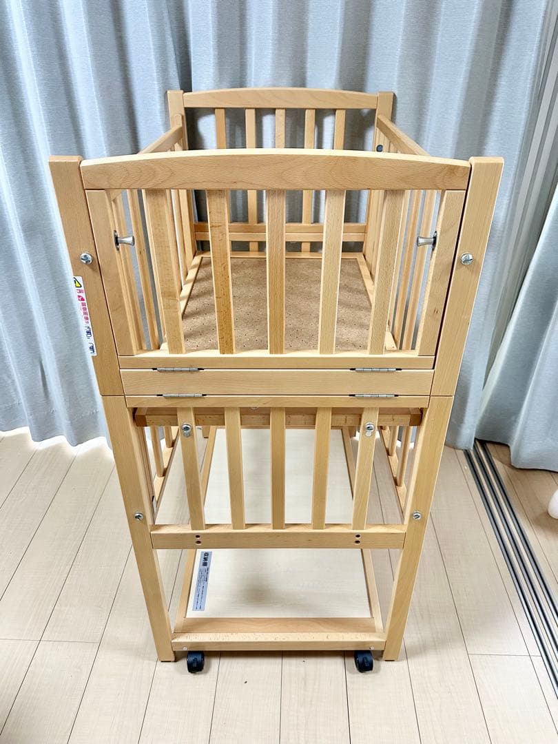良品 ヤマサキ コンパクトベッド ツーオープン ミニミニ ベビーベッド 日本製