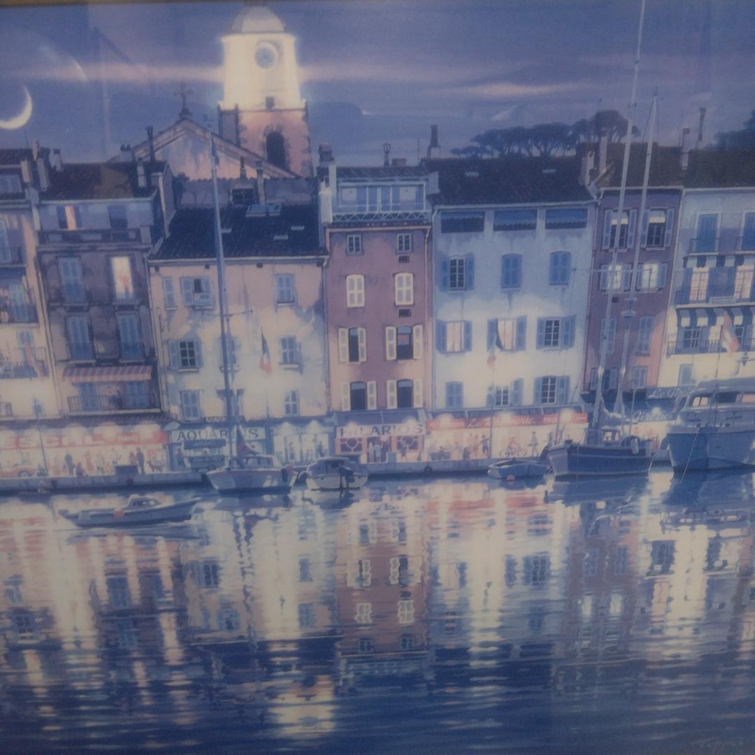 笹倉鉄平　サントロペ　中古　大判　高級額装アートポスター